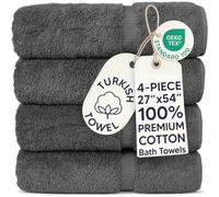 Chakir Turkish Linens 100% Cotton Premium Turkish Towels for Bathroom | 27'' x 54'' (4-Piece Bath Towels - Dark Gray)