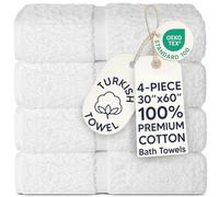 Chakir Turkish Linens 100% Cotton Premium Turkish Towels for Bathroom | 30'' x 60'' Large Bath Towels (4 Piece, White)