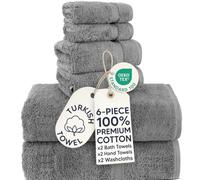 Chakir Turkish Linens 100% Cotton Premium Turkish Towels for Bathroom (6-Piece Towel Set, Gray)