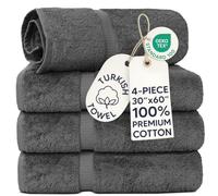 Chakir Turkish Linens | Hotel & Spa Quality 100% Cotton Premium Turkish Towels | Soft & Absorbent (30x60 Inches Extra Large Bath Towels, Set of 4 - Dark Gray)