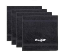 Chakir Turkish Linens | Hotel & Spa Quality 100% Cotton Premium Turkish Towels | Soft & Absorbent (4-Piece Washcloths, Black - Makeup Embroidered)