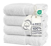 Chakir Turkish Linens | Hotel & Spa Quality 100% Cotton Premium Turkish Towels | Soft & Absorbent (4-Piece Washcloths, White)