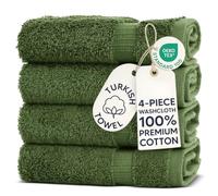 Chakir Turkish Linens Hotel & Spa Quality, Highly Absorbent 100% Cotton Turkish Towel Set (Washcloth - Set of 4, Moss)