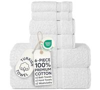 Chakir Turkish Linens Luxury Spa and Hotel Quality Premium Turkish Cotton 6-Piece Towel Set (2 x Bath Towels, 2 x Hand Towels, 2 x Washcloths)
