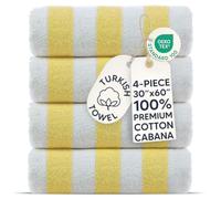 Chakir Turkish Linens Premium Quality 100% Cotton Turkish Cabana Thick Stripe Pool Beach Towels 4-Pack (Yellow, 30x60 Inch)