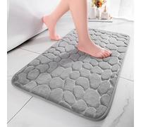 chakme Bath Mat, Memory Foam Bath Mat, Absorbent Bath Mat, Bathroom Rug, Shower Mat, Decorative Doormat Non-Slip Mat for Bathroom, Living Room, 43 x 61 cm, Light Grey