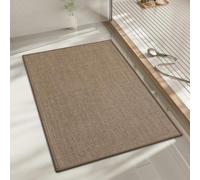 chakme Bathroom Rugs Mat 24x17, Ultra Thin Non Slip Bath Mat Small Quick Dry Absorbent Bath Mat for Bathroom Floor, (Dark Beige, 24"x17")