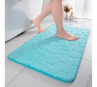 chakme Memory Foam Bath Mat, Absorbent Bath Mat, Bathroom Rug, Shower Mat, Decorative Doormat Non-Slip Mat for Bathroom, Living Room, 50 x 80 cm, Teal Green