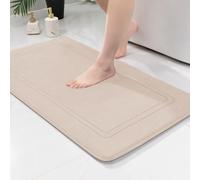 chakme Non-Slip Bath Mat, Bathroom Rug, Soft Bath Mat, Absorbent Bath Mat, Shower Mat, Foot Mat for Bathroom, Beige, 60 x 90 cm
