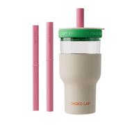 CHAKO LAB Insulated Stainless Steel Water Bottle | Double Layer Tumbler with Glass Lined and Stainless Steel Liner | BPA-Free Leak-proof Terms | 20 Ounce Bottle with Two Straws |