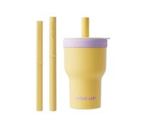 CHAKO LAB Insulated Stainless Steel Water Bottle | Dual-layer tumbler with Glass Linner and Stainsteel Linner | BPA-Free Leak Proof Thermos | 20oz Bottle with Two Straw | Yellow & Purple