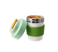 CHAKO LAB Insulated Travel Coffee Mug, Double vacuum wall,Easy to Grip,BPA free,Green lid,14 OZ
