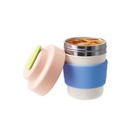 CHAKO LAB Insulated Travel Coffee Mug, Double vacuum wall,Easy to Grip,BPA free,Pink lid,14 OZ