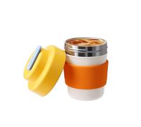 CHAKO LAB Insulated Travel Coffee Mug, Double vacuum wall,Easy to Grip,BPA free,Yellow lid,14 OZ