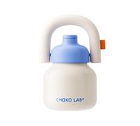 CHAKO LAB Water Bottle with Straw and Carry Handle | Wide Mouth Vacuum Insulated Stainless Steel Metal Bottles| Reusable, Leak-Proof & BPA Free | 1000ml White&Blue