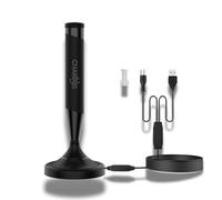 CHAKOOS Indoor TV Aerial with Amplifier - Freeview HD/DVB-T2 Signal Booster, Magnetic Base, 3 m Coaxial Cable, VHF/UHF 470-862 MHz, Low-Noise Amp + 4G/5G Filter, Compact Design