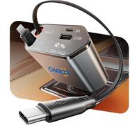 Chakoos Retractable Car Charger, 120W Super Fast Car Phone Charger, 4 in 1 Car Adapter with Retractable Cables, USB Type C Ports 12V USB car charger Adapter Compatible with iPhone, Android