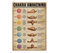 Chakra Awakening Posters Canvas Wall Art Yoga Logo Guide Picture Meditation Wall Decor Vintage Artwork for Home Living Room Bedroom Decorations (Chakra Awakening, 12"x18" (30x45cm) Unframe)