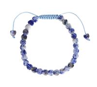 Chakra Bracelet,Adjustable Braide Light Luxury Natural Gemstone Crystal Heart-Shaped Relief Reiki Yoga Beaded Stretch Bracelets,Energy Jewellery for Women White Dot Blue
