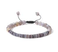 Chakra Bracelet,Adjustable Braide Niche Design Light Luxury 6Mm Natural Gemstone Crystal Wheel Beads Relief Reiki Yoga Stretch Bracelets,Energy Jewellery for Women Men Grey Shell + Grey Agate