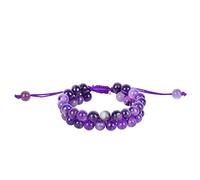 Chakra Bracelet - Good Luck Crystals - Gemstone Bracelets - Crystals Bracelet - Beaded Bracelets - Crystals And Gemstones - Chakra Crystal Bracelet - Reiki Gifts (Amethyst crystal double layer)