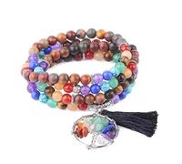 Chakra Bracelet Multilayer Healing Natural Stone 108 Mala Rosary Beads Life Of Tree Tassel Pendant Meditation Bangles