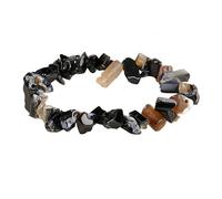 Chakra Bracelet,Natural Irregular Gravel Crystal Bracelets Reiki Elastic Crystal Bangle Jewelry for Women Men Christmas Birthday Gifts Black Agate