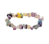 Chakra Bracelet,Natural Irregular Gravel Crystal Bracelets Reiki Elastic Crystal Bangle Jewelry for Women Men Christmas Birthday Gifts Colored Fluorite