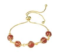 Chakra Bracelet,Natural Red Agate Bead Bracelet,Adjustable Gold Wire Winding Bangle Jewelry,Reiki Yoga Gifts for Women Men