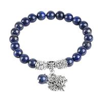 Chakra Bracelet,Natural Tree Of Life Pendant Beaded Bracelet,Stretch Lapis Lazuli Jewelry, Reiki Yoga Christmas Good Luck Gift For Women Man