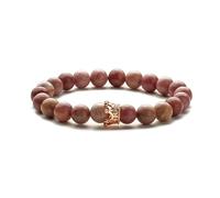 Chakra Bracelet, Niche Design 8Mm Natural Gemstone Stone Crystal Micro-Inlaid Rose Gold Crown Relief Reiki Yoga Beaded Stretch Bracelets,Energy Jewellery for Women Men Redwood Grain