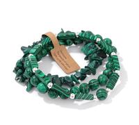 Chakra Bracelet, Niche Design Light Luxury Natural Gemstone Crystal Three-Piece Set Relief Reiki Yoga Beaded Stretch Bracelets,Energy Jewellery for Women Men Malachite