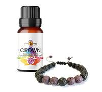 Chakra Bracelet with Crown Essential Oil 10ml - Aromatherapy Lava Stone Diffuser - Purple