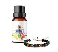 Chakra Bracelet with Heart Essential Oil 10ml - Aromatherapy Lava Stone Diffuser - Brown