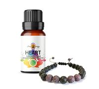Chakra Bracelet with Heart Essential Oil 10ml - Aromatherapy Lava Stone Diffuser - Purple