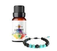 Chakra Bracelet with Heart Essential Oil 10ml - Aromatherapy Lava Stone Diffuser - Turquoise