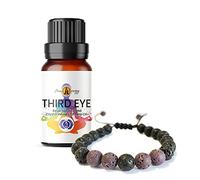 Chakra Bracelet with Third Eye Essential Oil 10ml - Aromatherapy Lava Stone Diffuser - Purple