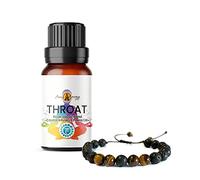 Chakra Bracelet with Throat Essential Oil 10ml - Aromatherapy Lava Stone Diffuser - Brown