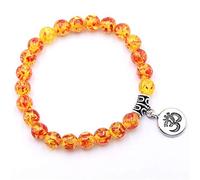 Chakra Bracelets For Women, 7 Chakra Natural Stone Bead Yellow Bangle Amber Elastic Bracelet Yoga Silver Om Pendant Jewelry For Ladies