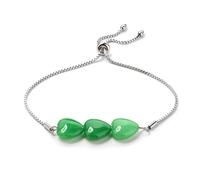 Chakra Bracelets for Women,Adjustable Pull-Out Niche Design Natural Gemstone Stone Crystal Heart-Shaped Relief Reiki Yoga Bracelets,Energy Jewellery for Women Men Green