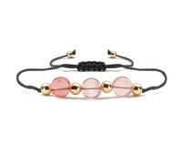 Chakra Bracelets for Women,Hand-Woven Adjustable 10Mm Natural Gemstone Stone Crystal Round Bead Spacers Relief Reiki Yoga Elastic Beaded Bracelets,Energy Jewellery for Women Men Watermelon Powder