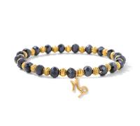 Chakra Bracelets for Women, Niche Design 4 * 6Mm Cut-Face Electroplated Glass Beads Relief Reiki Yoga 12 Zodiac Pendants Beaded Stretch Bracelets,Energy Jewellery for Women Men Capricorn