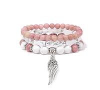 Chakra Bracelets for Women, Niche Design Light Luxury 8Mm Multi-Layered Natural Gemstone Crystal Relief Reiki Yoga Wings Pendant Stretch Bracelets,Energy Jewellery for Women Men Redwood Grain