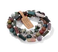 Chakra Bracelets for Women, Niche Design Light Luxury Natural Gemstone Crystal Three-Piece Set Relief Reiki Yoga Beaded Stretch Bracelets,Energy Jewellery for Women Men Indian Agate