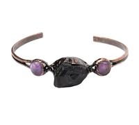 Chakra Bracelets for Women,Open Simple Light Luxury Natural Gemstone Crystal Irregular Rough Stone Relief Reiki Yoga Bracelets,Energy Jewellery for Women Black Tourmaline-A