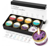 Chakra Candles Gift Set with 7 Chakra Healing Crystals Bracelet - Aromatherapy Candles for Meditation, Yoga, Stress Relief & Spiritual Balance - Natural Soy Wax - Gift for Women & Men