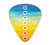 Chakra Center Guitar Picks 12 Pack Universal ABS Guitar Picks,Gradient Toned Chakra Centers Power of The Universe Harmony Ancient Design,for Acoustic and Electric Guitar
