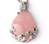 Chakra Crystal Dowsing Pendulum 1 Pcs Silver Plated Natural Rose Pink Quartz Water Drop Pendant Charm Jewelry