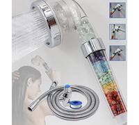 Chakra Crystal Shower Head. Natural Gemstones. Healing Crystals. Water Purification. Mineralization. Ph Balance. Healing Energy. 7 Stones. Water Filtering. Bathroom (Set: Shower Head+Hose+Bracket)