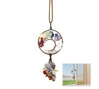Chakra Crystal Tree Life Hanging Ornament, Crystal Gifts for Women, Crystals Tree of Life Dream Catchers, Chakra Healing Crystals Gemstone Glass Suncatcher, for Home Window Wall Decoration Gifts